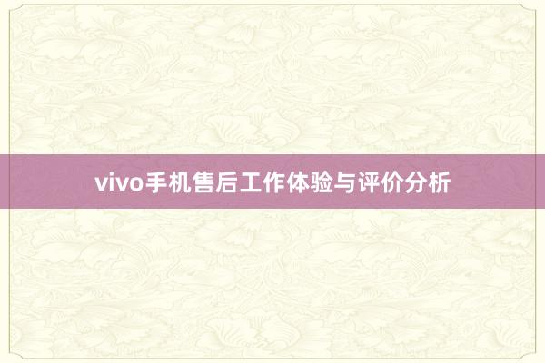 vivo手机售后工作体验与评价分析